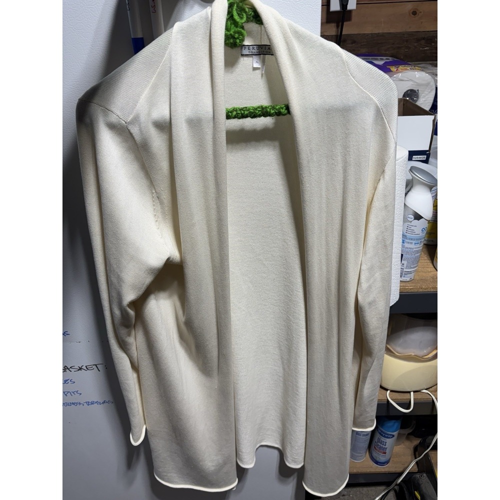 Peruvian Connection Swing Cardigan Open Front Sweater Size XL Ivory